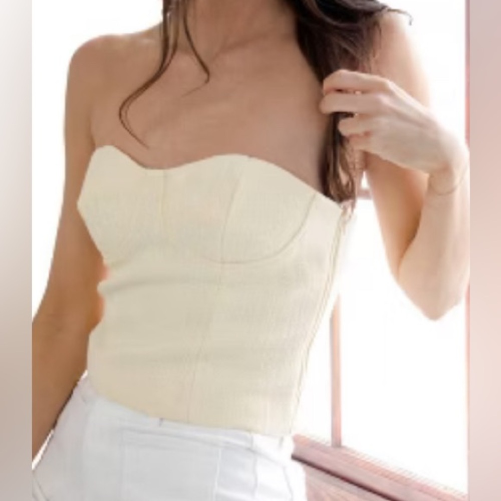 Endless Rose Chic Cream Strapless Top/ Size Medium